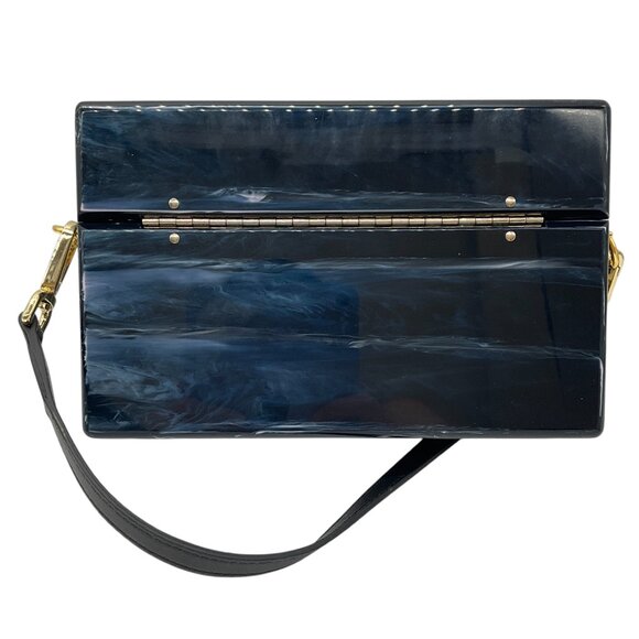 Edie Parker Navy Multi Small Trunk Vintage Stripe Acrylic Clutch - Picture 3 of 16